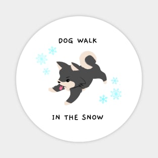 Dog Walk In The Snow Magnet